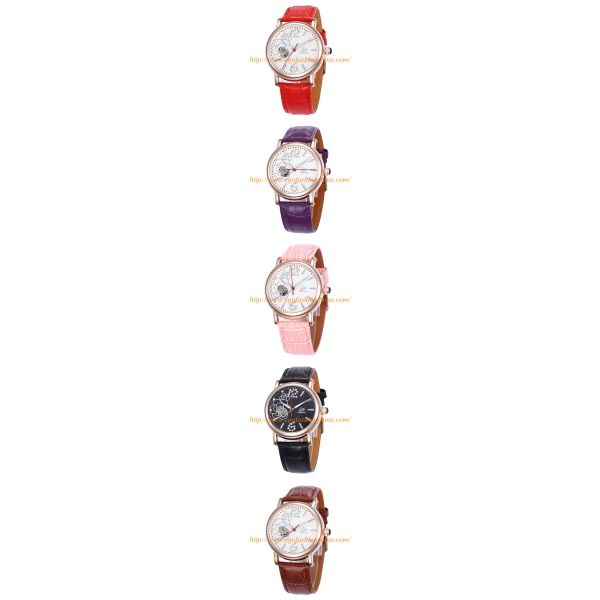 SH09 Genuine Leather Watch for Woman Rose Flower Vintage Watches Gift Wristwatch Mechnical