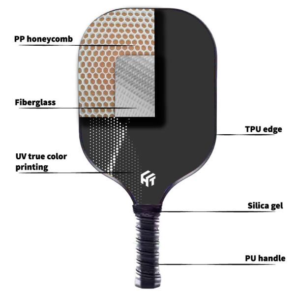 PP Honeycomb Core Pickleball Paddle with Carbon Fiber and Custom Length 40*19.8*1.4cm