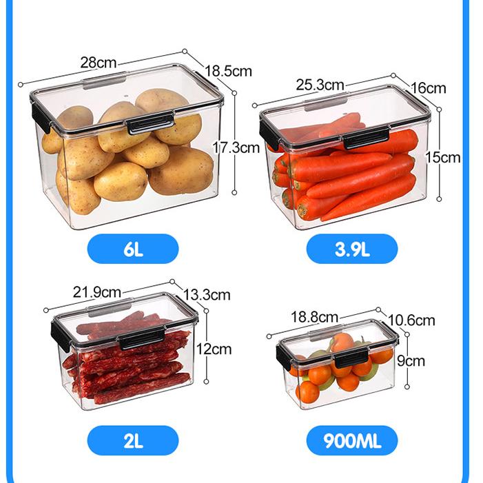 Custom Rectangular Crisper Storage Box Household Plastic Fruit and Vegetable Sorter for Kitchen Refrigerator Organization