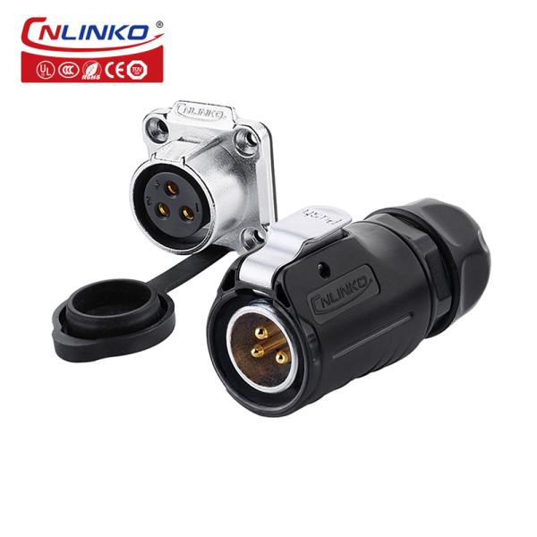 CNLINKO 3 Pin Male Connector IP68 Waterproof M20 Female DC Power Plug Power Cable Type