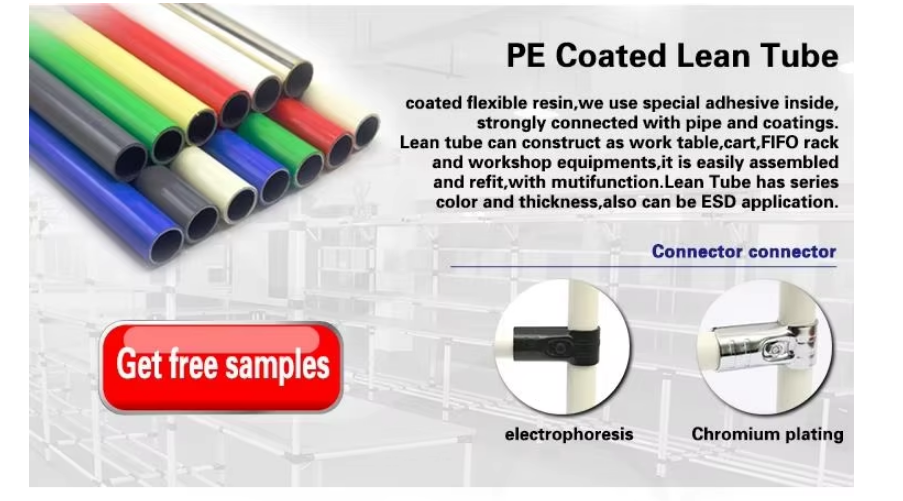28MM PE / ABS Coated Steel Lean Pipe ESD For Workbench Flow Rack