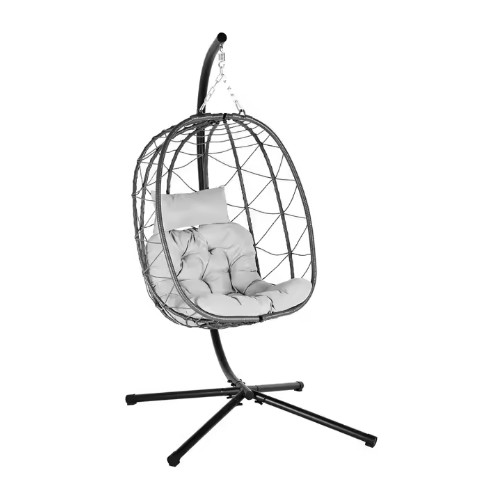 Black Wide Hammock With Stand For Outdoor Lounging