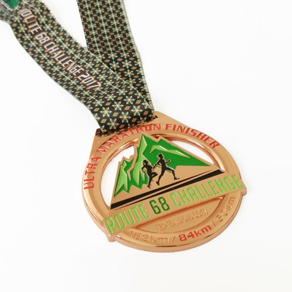 Die Casting Metal Sports Medal Round Marathon Medal With Heat Transfer Ribbon