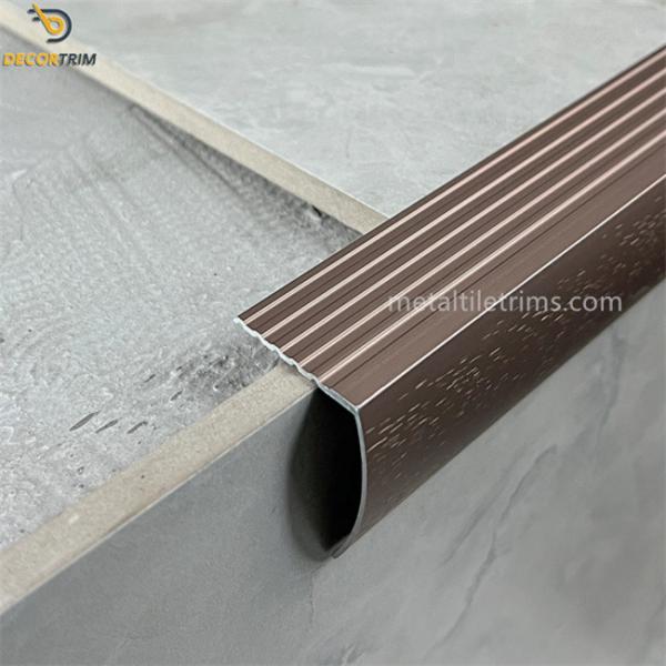 Metal Stair Nose Trim Metal Stair Nosing Anti Slip Luxury Coffee Profile For Tiles