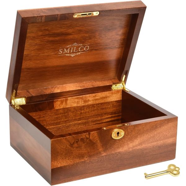 Silk-Screen Printed Acacia Wood Box for Recipes and Keepsakes Custom Order Accepted