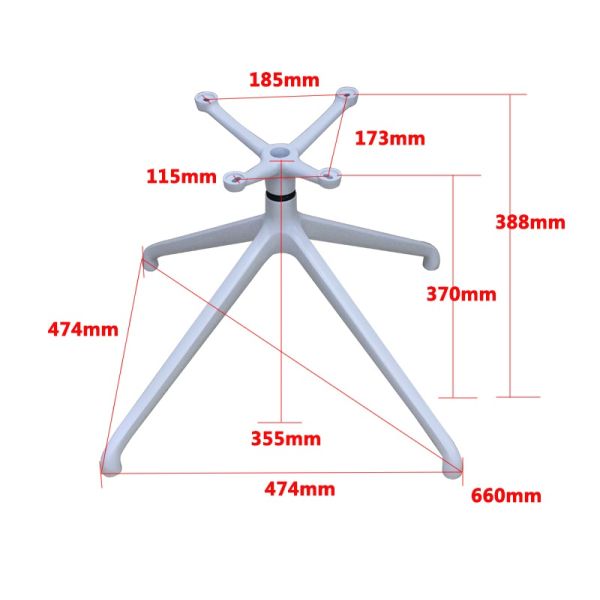 Modern Ergonomic Office Chair Metal Base Sturdy White Die cast Aluminum Tilt Base