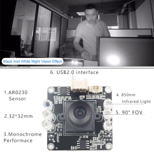 AR0230 Infrared USB Camera Module 850nm IR CUT Led Wide Angle Camera Module