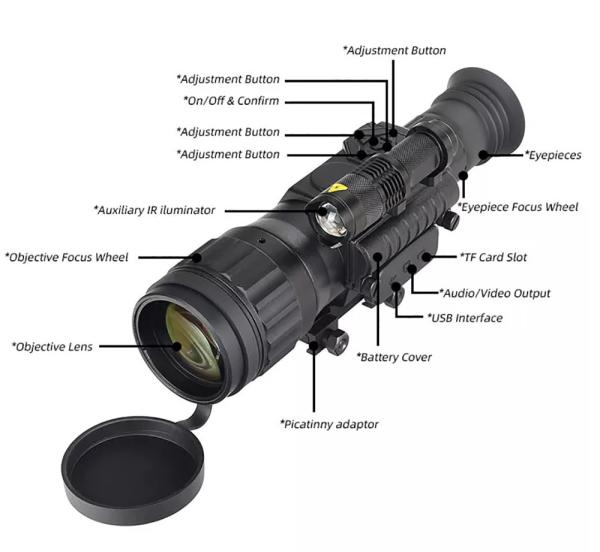 Acessórios infravermelhos da arma dos monocular NVP4550 da visão noturna do espaço do sistema ótico de Digitas