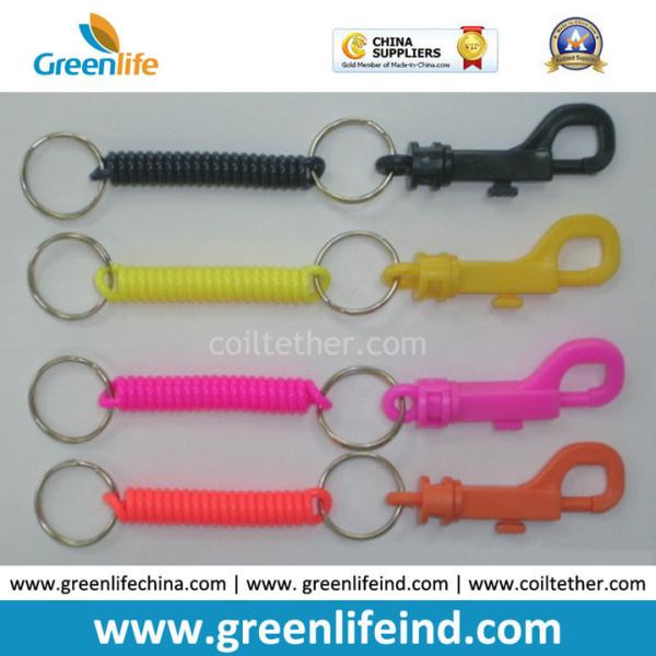 Black/Blue Color Long Length Clip-on Key Coil Lanyard Connector