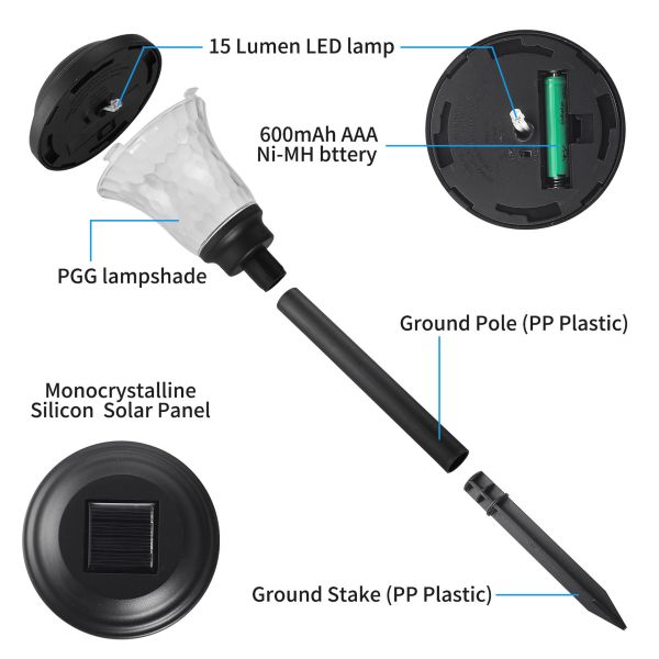 Modern Outdoor Luminaires Solar Flame Garden Light for Courtyard Dynamic Simulation