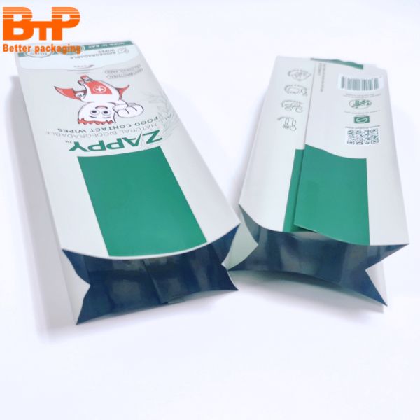Aluminum Foil Box Pouch Wet Tissue Package Bag Sticker Open Package Re-fresh Hygienic Towelette Pouch