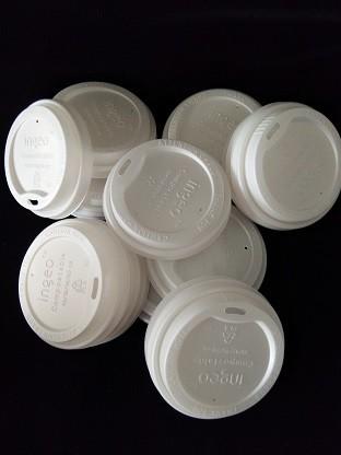 Biodegradable Eco-Friendly PLA  80mm 90mm  White Black Coffee Cup Cpla Lids