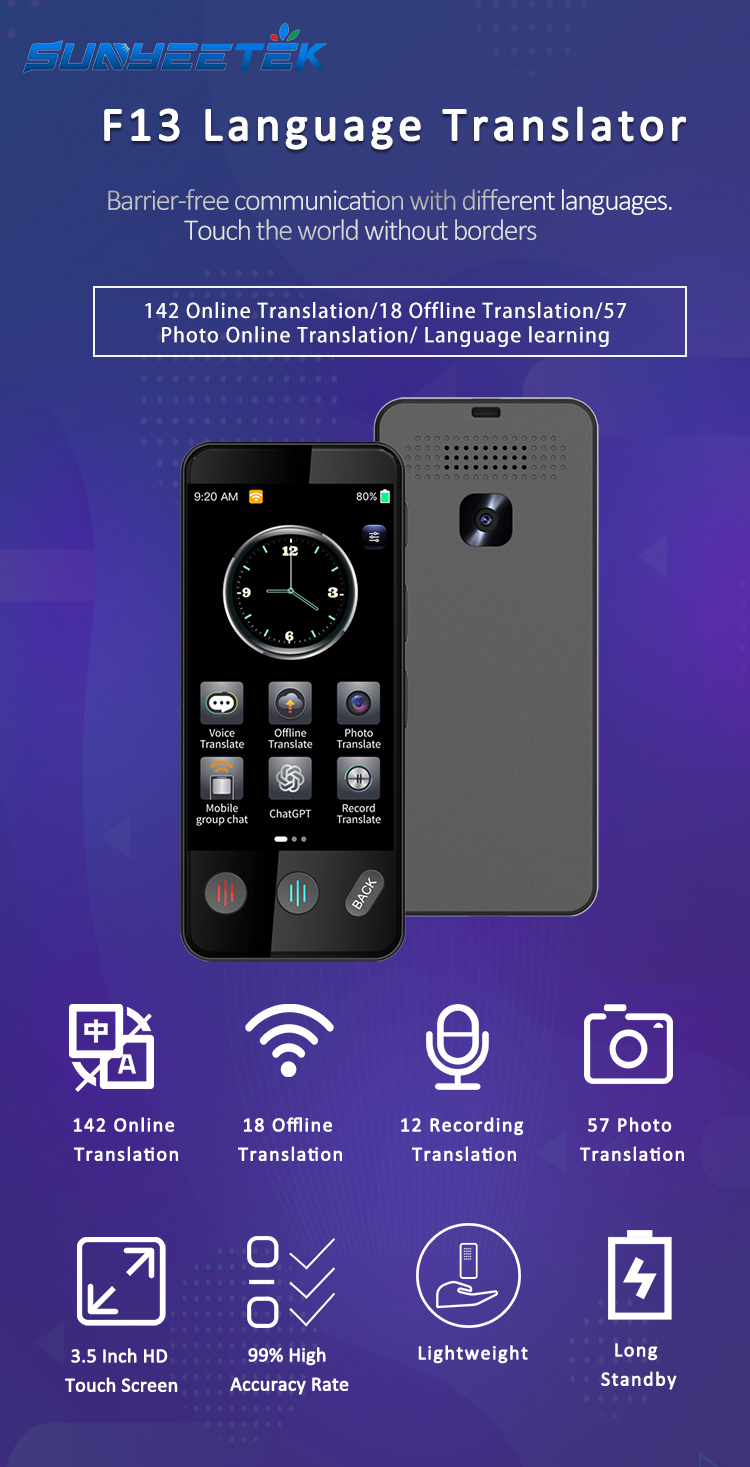 Voice Smart Electronic Translator Device 142 Languages Vietnamese Laotian Kazakhstani Russian