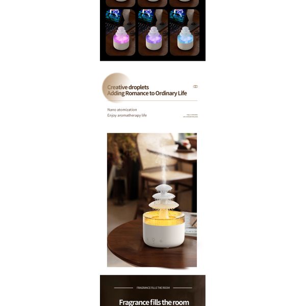 Glow In The Dark Raindrop Cloud Ultrasonic Humidifier With Color Changing LED Light