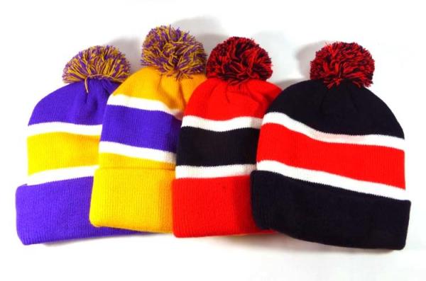 Fox Fur Women Knit Pom Pom Beanie Keep Warm Embroidered 3D Logo Available