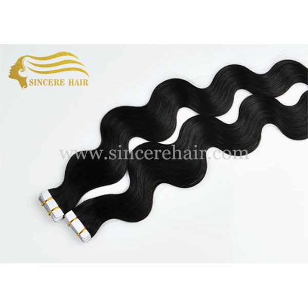 Hot sell 26 inch long body wave hair extensions for sale - 65 cm body wave double sided seamless gule tape hair extension for sale Hot Sell 22 Inch Black Loose Wave Virgin Remy Human Hair Weft Extensions for sale