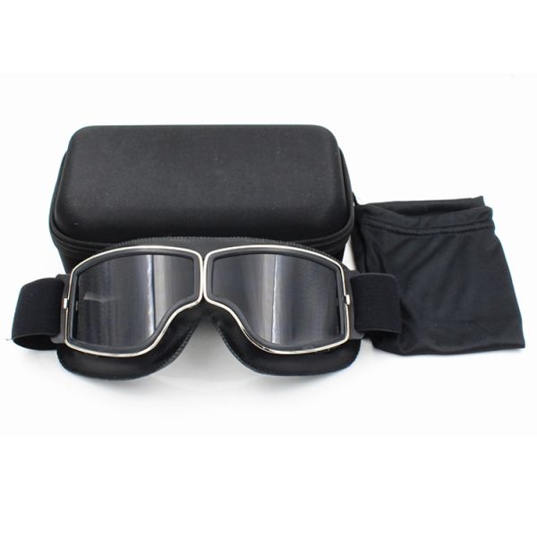 Silicone Strap Customizable Vintage Leather Motorcycle Riding Goggles for Helmet