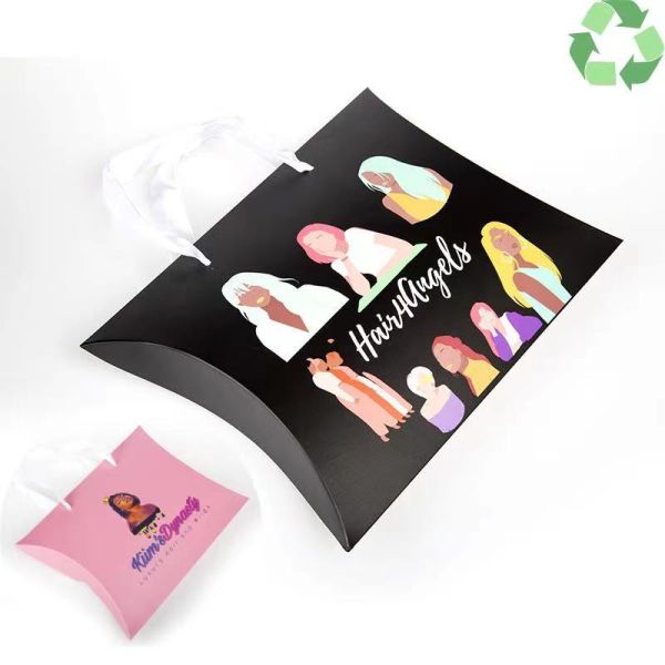 Папные пакеты для удлинения волос упаковка Kraft подушечная коробка с рукой длины ручки