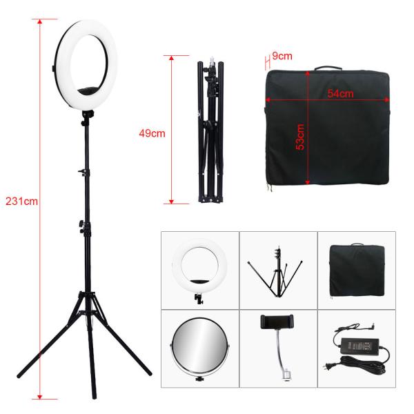 Yidoblo FS-480II 48w photography live streaming 18 inch makeup eyelash extension selfie ring light kit with tripod