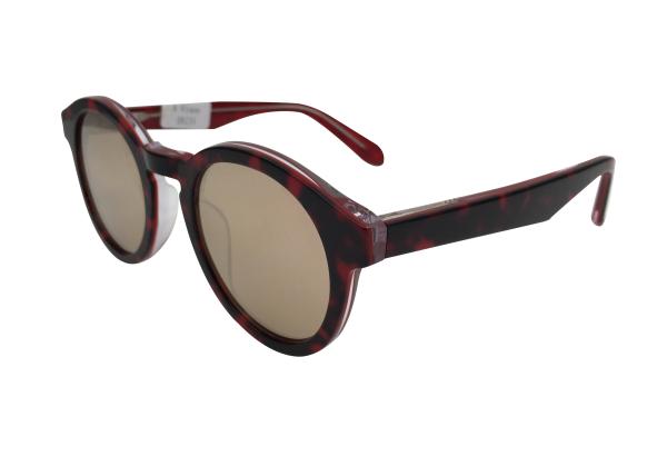 Round fasion acetate plastic sunglasses for Women mirror lens UV protection 400