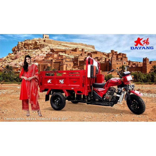 Motor de 250cc motocicleta de carga de tres ruedas china con dos asientos y chasis 50 * 100