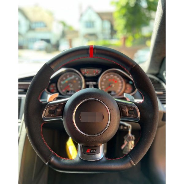 Leather Steering Wheel Cover for Audi TT RS 8J Coupe Cabriolet R8 Spyder RS3 8P RS6 C6 Avant