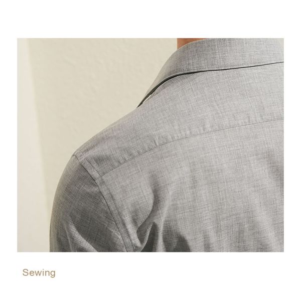 Men's Business Formal Long Sleeve Dress Shirt with Pocket and Slim Fit Design