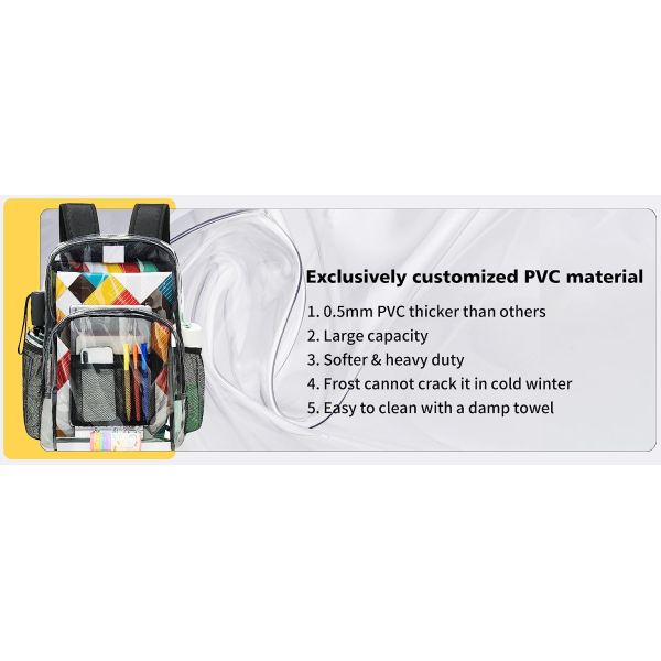 Transparent Clear Backpack See Through Security Clear Backpack Heavy Duty Backpack For Work