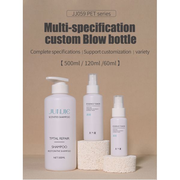 Embalaje en recipiente de plástico 500 ml de champú blanco con bomba