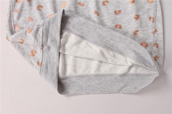 Rose Gold Foil Print Round Neck Quilted Pullover Sweater For Women