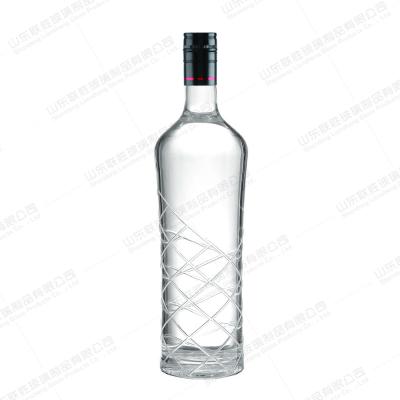 Vinho espumante de champanhe claro garrafa de vidro de 500 ml com manuseio de superfície de estampação a quente