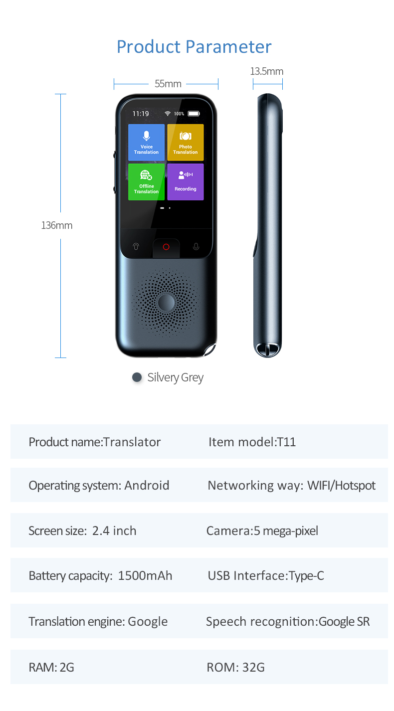 Portable Electronic Smart Language Translator Device Simultaneous Voice Photo Translation