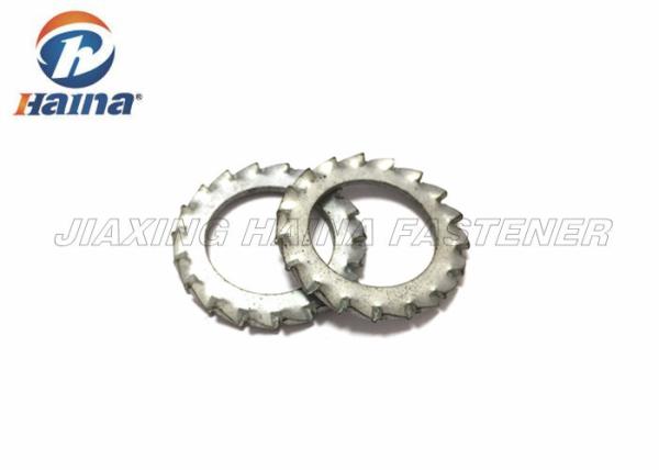 Bright Plated External Tooth Lock Washer , Stainless Steel Lock Washers For Machines