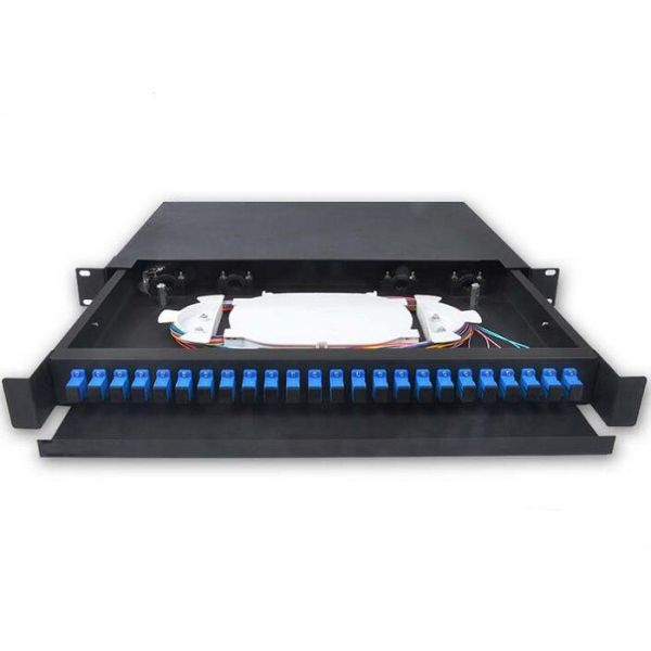 24 Port Fiber Optic Patch Panel 1U 19 Inch SC / LC Connector Drawer With Guild