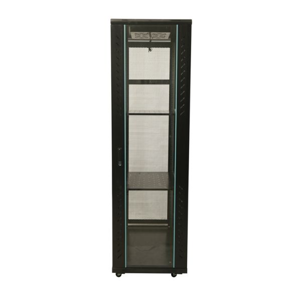 800W 42U Vertical Network Cabinet Mount Server Standing Rack for Toughened Glass Door