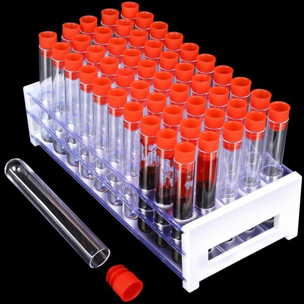 Clear Plastic Test Tubes With Caps And Holder Rack For Nurse Party Decorations Halloween Party Favors