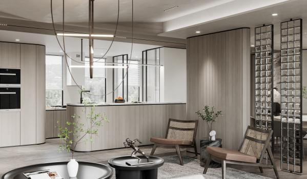 Moderno de madeira de grão Design de casa inteira Design de móveis de casa cinza claro