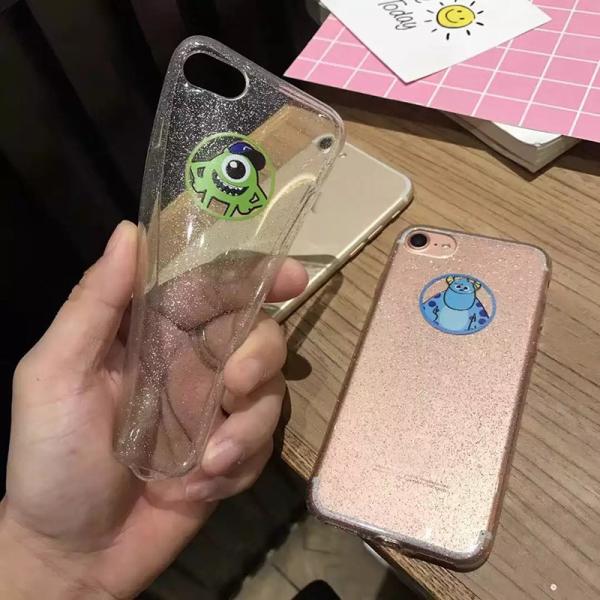 Soft TPU Glitter Glue Cute Cartoon Images Back Cover Cell Phone Case For iPhone 7 6s Plus
