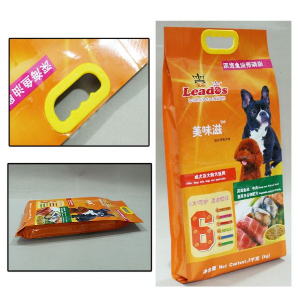 Flat Bottom Pet Food Packaging Bag 8 Side Sealed Plastic Laminated With Zipper For Dog