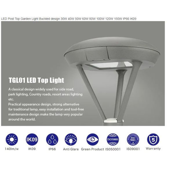 Glass Cover Light Post Top Lamp Decoration Garden Three Arm 30W 60W 80W 90W 120W