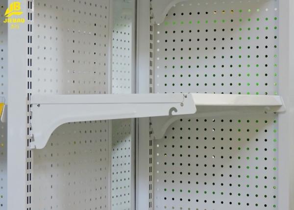 Four Columns Supermarket Display Stand , White Four Layer Each Side Superstore Racks