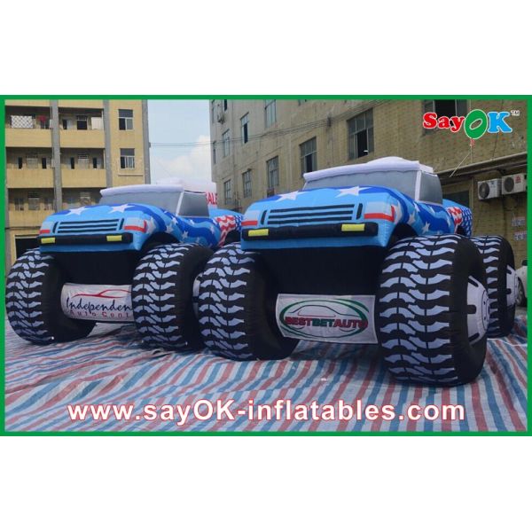 Blue 5M Inflatable Jeep Car 210D Oxford Cloth For Adversting