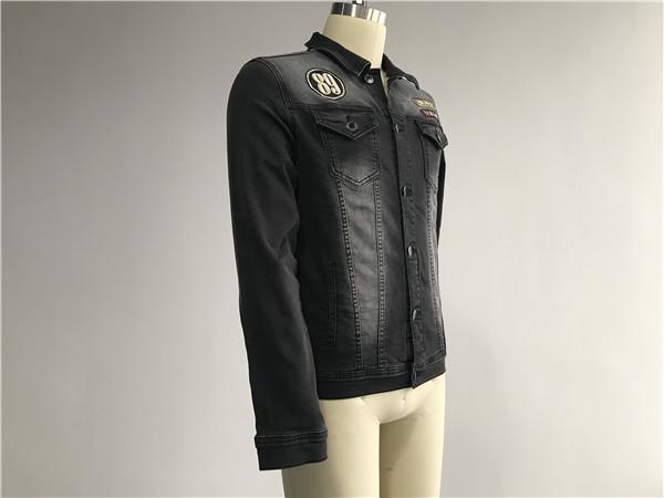 Black Washed Badge Mens Denim Jacket And Jeans Button Through Trucker Jacket TW76375