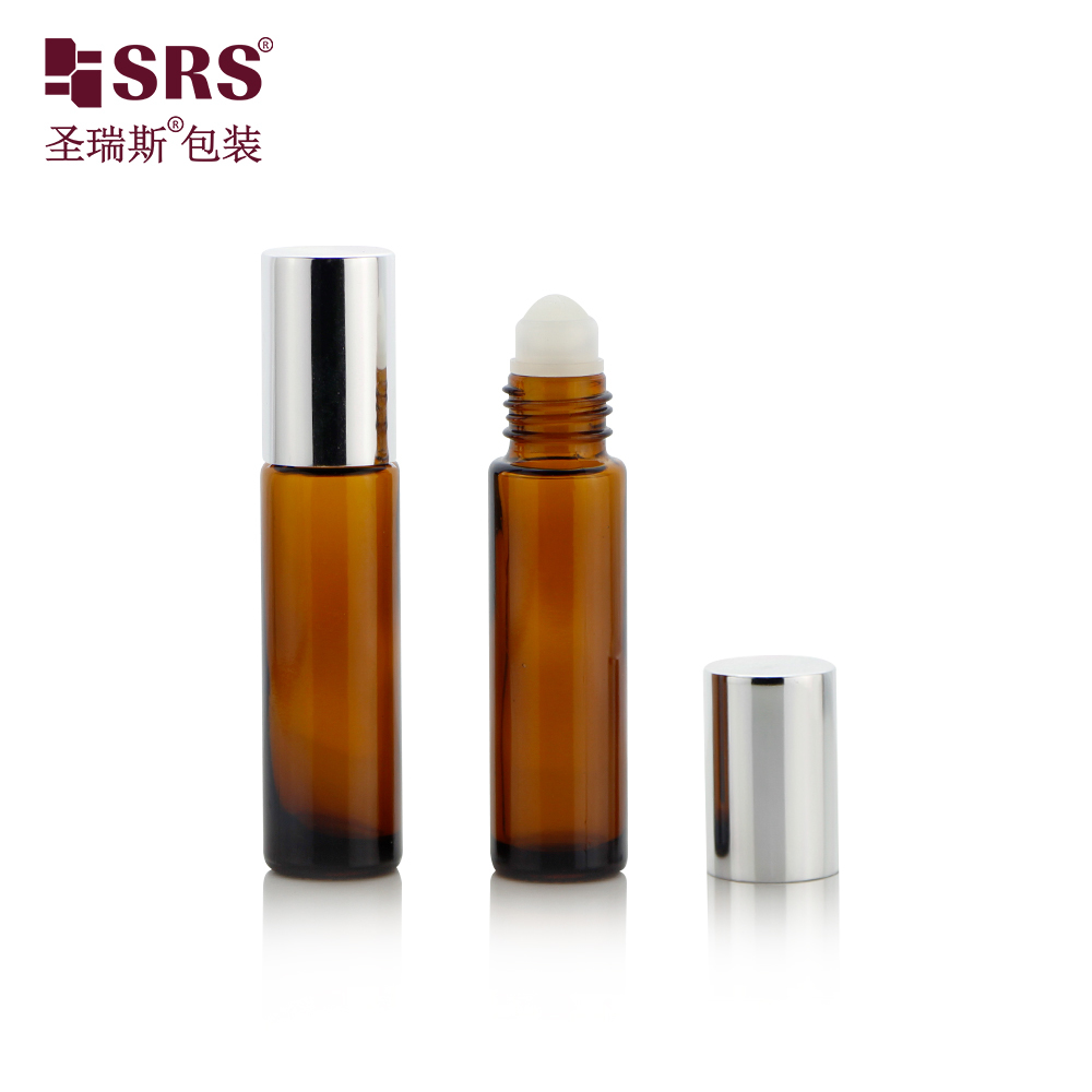 10ml Glass Roller Bottle Amber/ Clear Glass Roll On Bottle Designed with Leak Proof Steel Roller Ball for Essential Oil and Fragrance