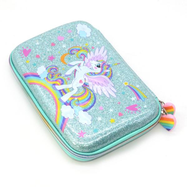 Sequin PU Leather EVA Pencil Box 600D Hard Pencil Case With Zipper