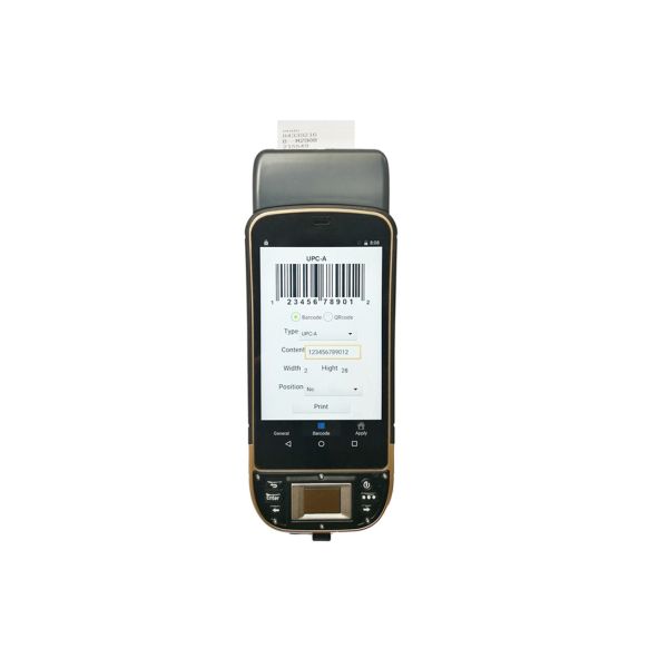Android Handheld Terminal Printer with Fingerprint Scanner NFC Reader