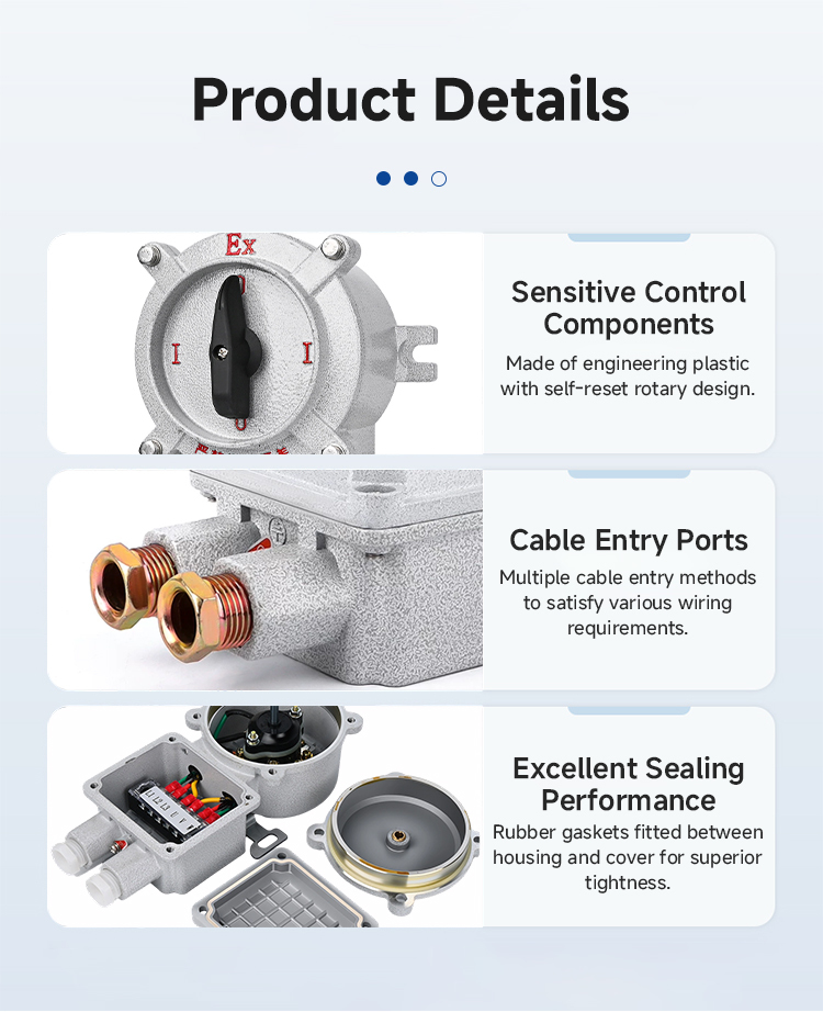 High Current 25A Aluminum Alloy Explosion Proof Rotary Changeover Switch Multiple Contact Configurations IP66 Ex Control Switch