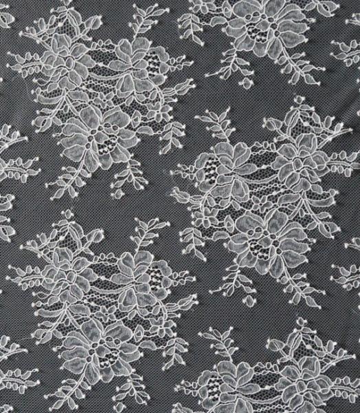 150cm Width Nylon Lace Fabric White Flower Design For Dress