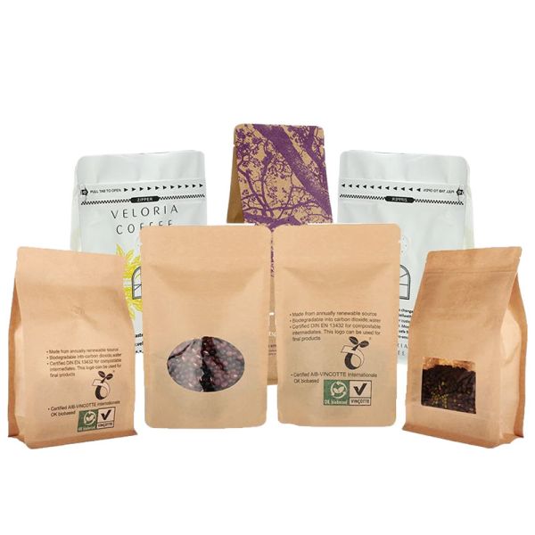 Kraft Paper Side Gueest Bag Heat Seal Компостируемый коричневый бумажный пакет для рисовых орехов