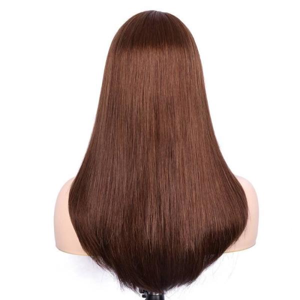 Perruques pour femmes avec ligne de cheveux naturelle, en dentelle, cheveux vierges humains, brun moyen